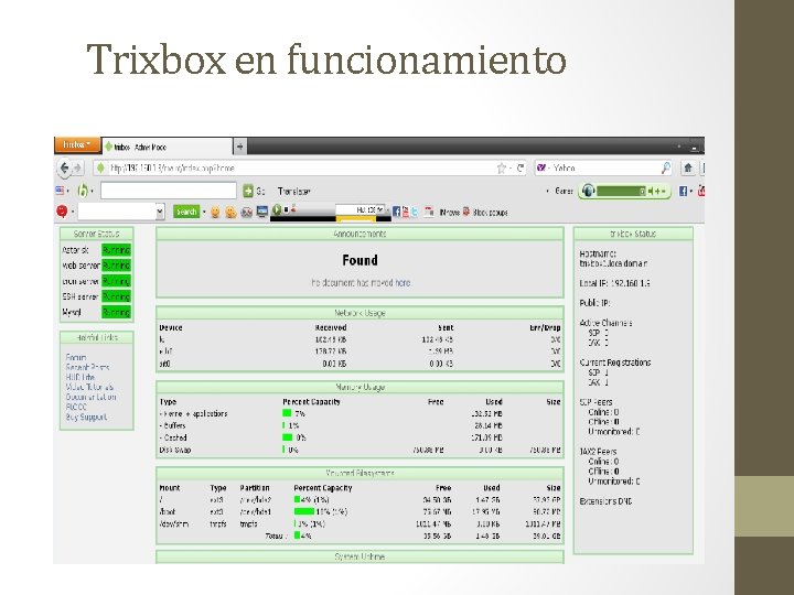 Trixbox en funcionamiento 