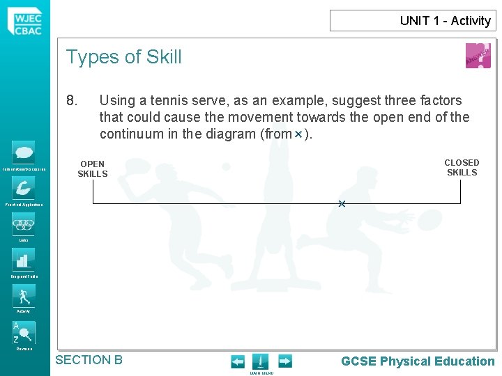 UNIT 1 - Activity Types of Skill 8. Information/Discussion Using a tennis serve, as UNIT 1 - Activity Types of Skill 8. Information/Discussion Using a tennis serve, as