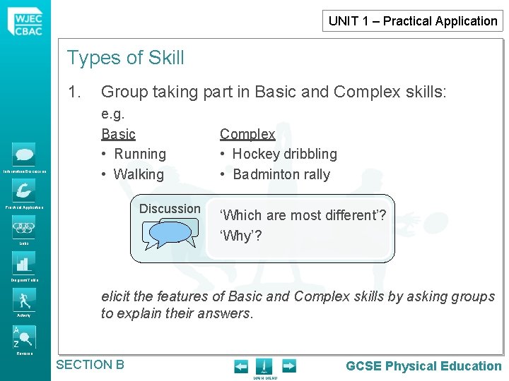 UNIT 1 – Practical Application Types of Skill 1. Information/Discussion Group taking part in UNIT 1 – Practical Application Types of Skill 1. Information/Discussion Group taking part in