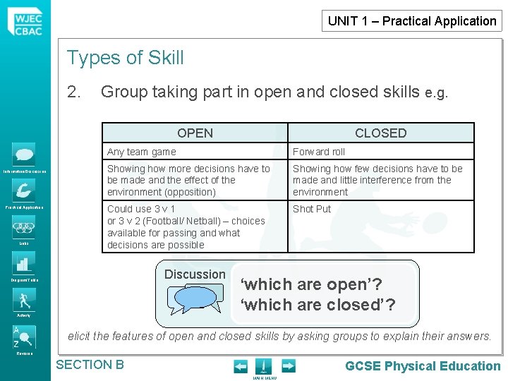 UNIT 1 – Practical Application Types of Skill 2. Group taking part in open UNIT 1 – Practical Application Types of Skill 2. Group taking part in open