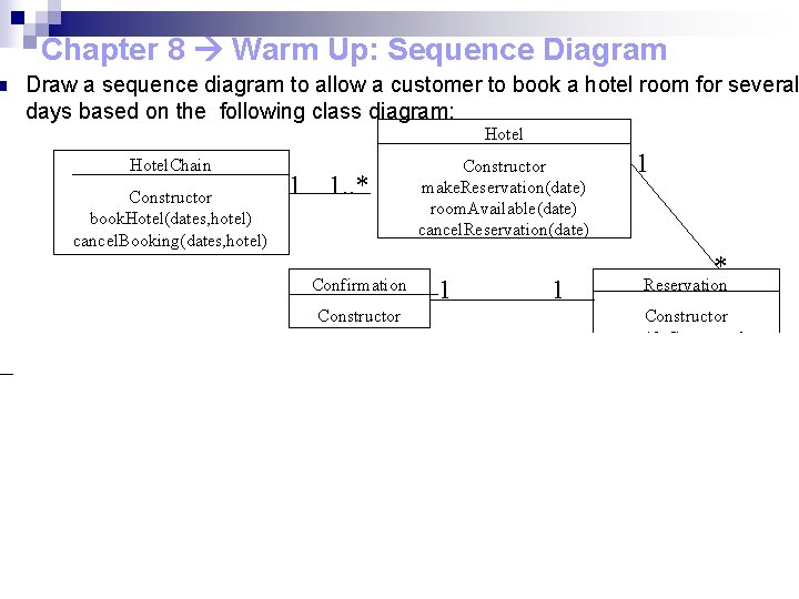 n Chapter 8 Warm Up: Sequence Diagram Draw a sequence diagram to allow a n Chapter 8 Warm Up: Sequence Diagram Draw a sequence diagram to allow a