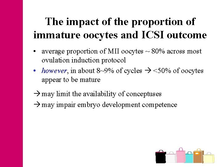 The impact of the proportion of immature oocytes and ICSI outcome • average proportion
