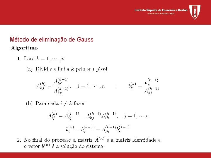 Método de eliminação de Gauss 