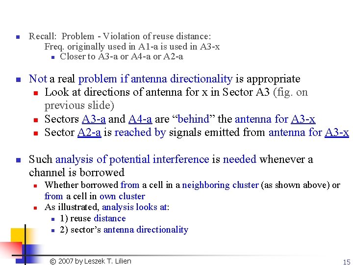 n n n Recall: Problem - Violation of reuse distance: Freq. originally used in