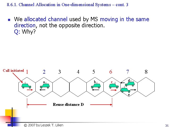 8. 6. 1. Channel Allocation in One-dimensional Systems – cont. 3 n We allocated