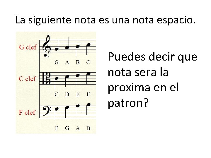 La siguiente nota es una nota espacio. Puedes decir que nota sera la proxima