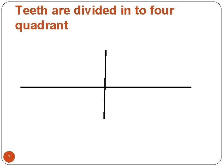 Teeth are divided in to four quadrant 7 Teeth are divided in to four quadrant 7