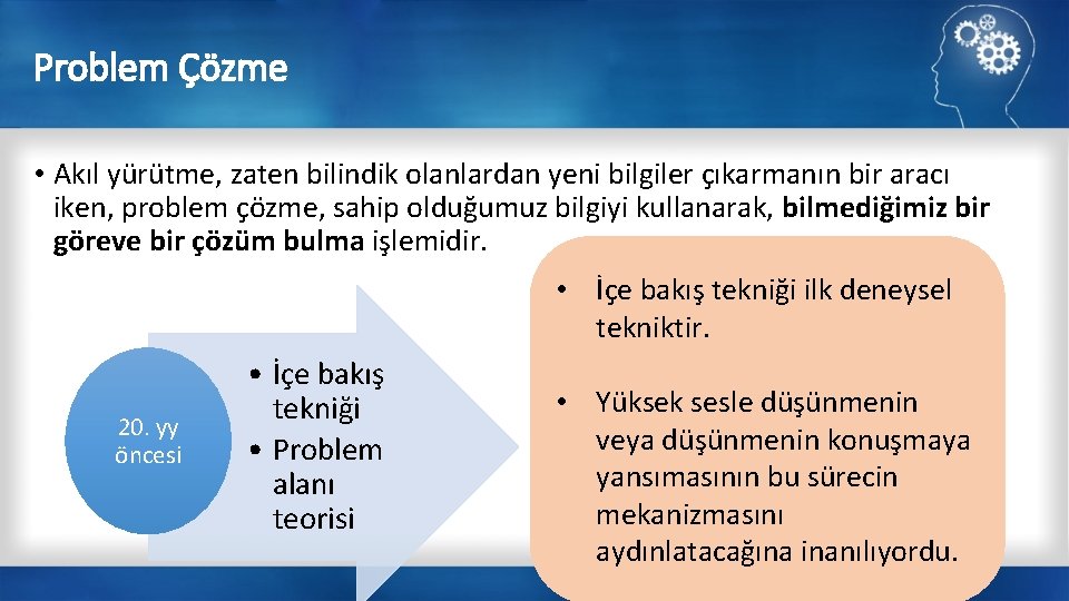 Problem Çözme • Akıl yürütme, zaten bilindik olanlardan yeni bilgiler çıkarmanın bir aracı iken,