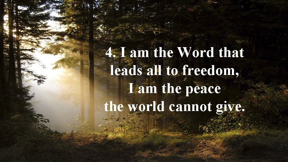 4. I am the Word that leads all to freedom, I am the peace