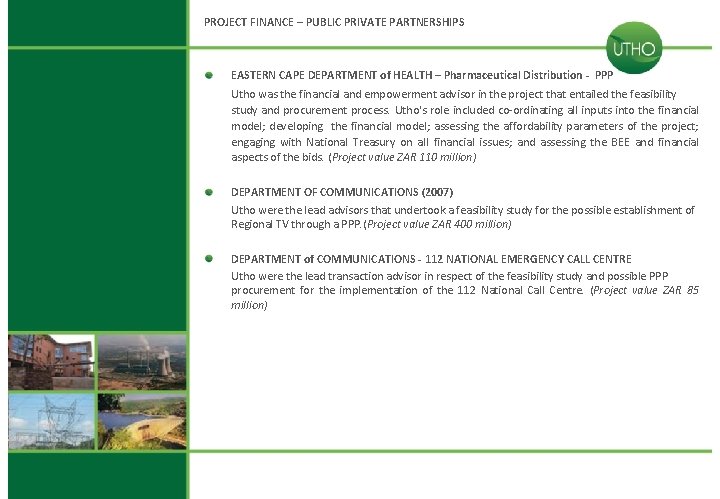 PROJECT FINANCE – PUBLIC PRIVATE PARTNERSHIPS EASTERN CAPE DEPARTMENT of HEALTH – Pharmaceutical Distribution