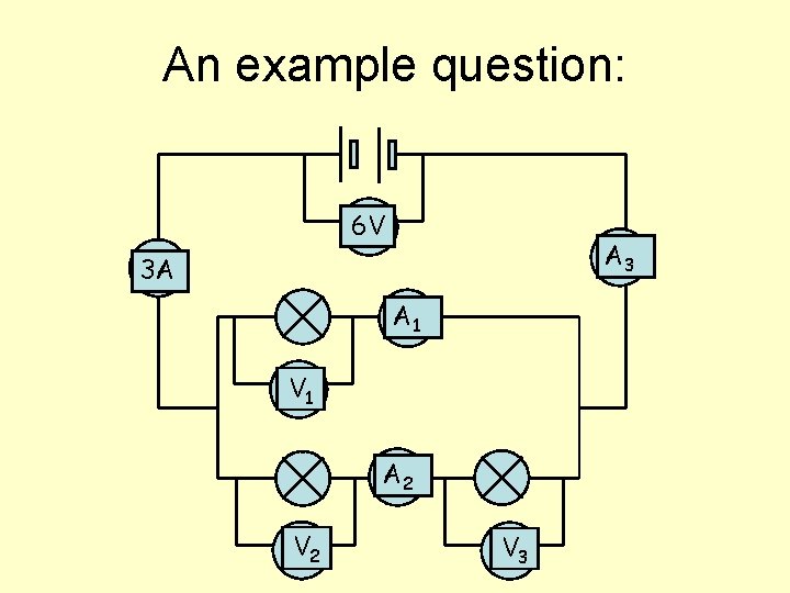 An example question: 6 V A 3 3 A A 1 V 1 A