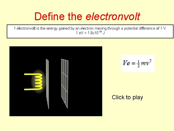 Define the electronvolt Click to play 
