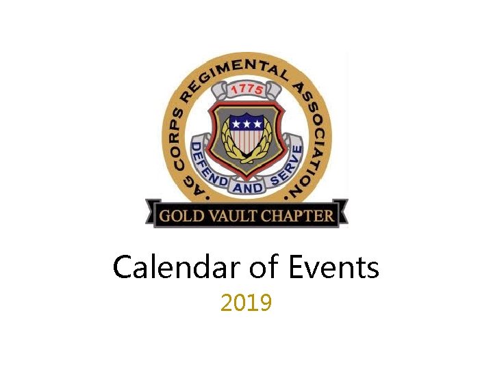 Calendar of Events 2019 