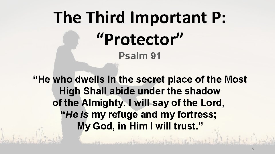 The Third Important P: “Protector” Psalm 91 “He who dwells in the secret place