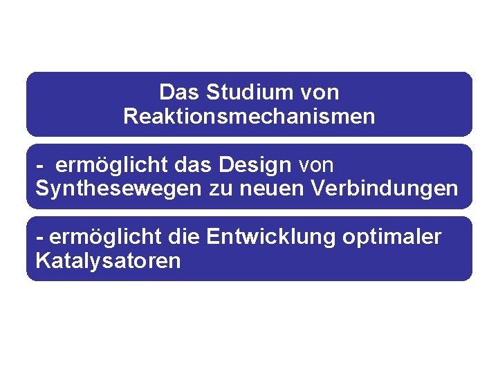 Das Studium von Reaktionsmechanismen - ermöglicht das Design von Synthesewegen zu neuen Verbindungen -