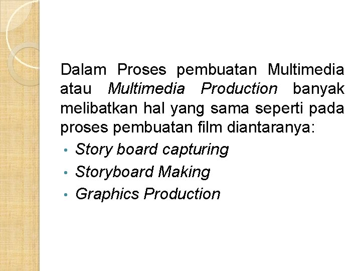 Dalam Proses pembuatan Multimedia atau Multimedia Production banyak melibatkan hal yang sama seperti pada Dalam Proses pembuatan Multimedia atau Multimedia Production banyak melibatkan hal yang sama seperti pada