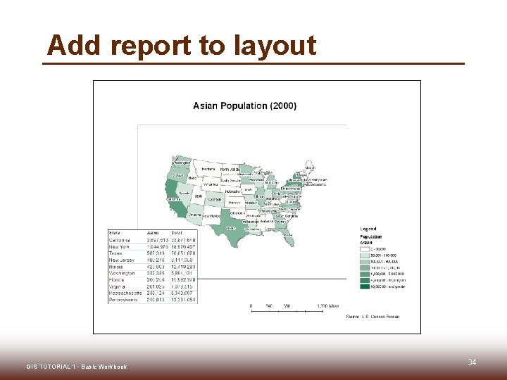 Add report to layout GIS TUTORIAL 1 - Basic Workbook 34 