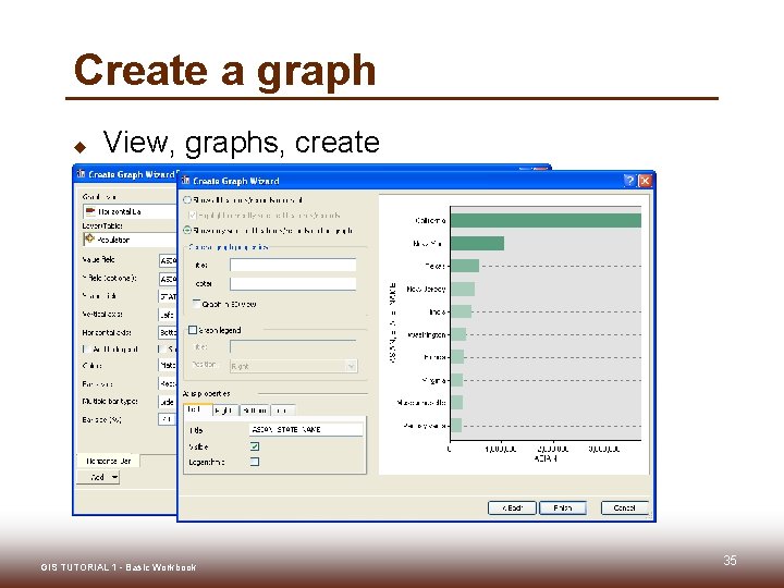 Create a graph u View, graphs, create GIS TUTORIAL 1 - Basic Workbook 35