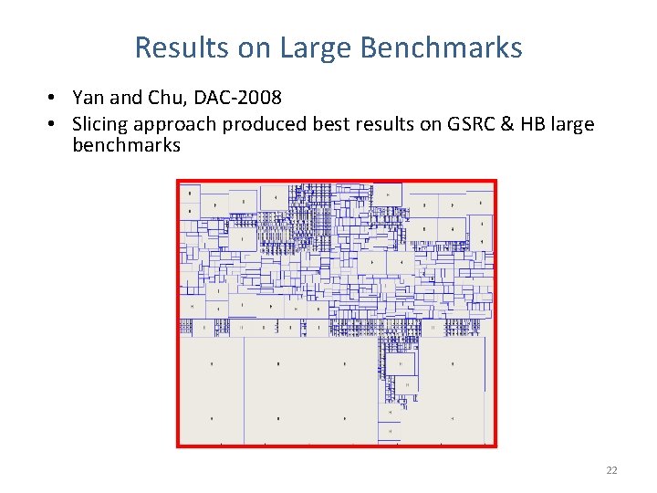 Results on Large Benchmarks • Yan and Chu, DAC-2008 • Slicing approach produced best