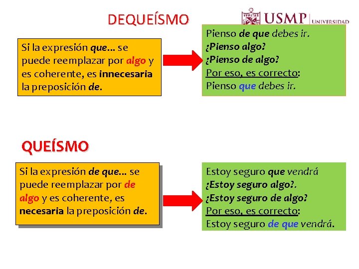 DEQUEÍSMO Si la expresión que. . . se puede reemplazar por algo y es DEQUEÍSMO Si la expresión que. . . se puede reemplazar por algo y es