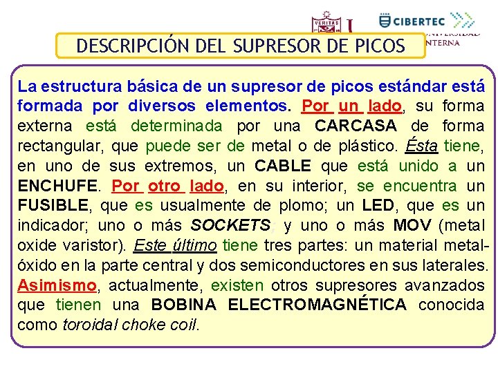 DESCRIPCIÓN DEL SUPRESOR DE PICOS La estructura básica de un supresor de picos estándar DESCRIPCIÓN DEL SUPRESOR DE PICOS La estructura básica de un supresor de picos estándar