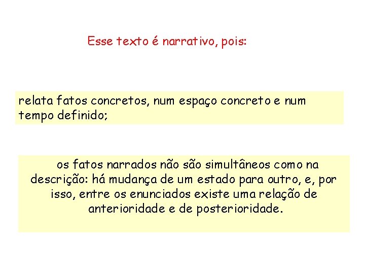 Esse texto é narrativo, pois: relata fatos concretos, num espaço concreto e num tempo