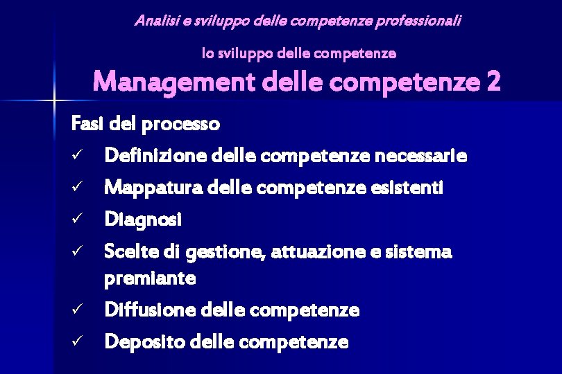 Analisi e sviluppo delle competenze professionali lo sviluppo delle competenze Management delle competenze 2