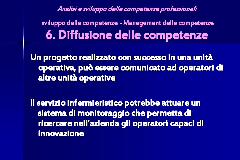 Analisi e sviluppo delle competenze professionali sviluppo delle competenze - Management delle competenze 6.