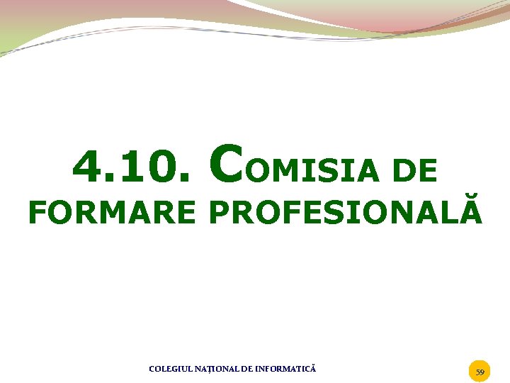 4. 10. COMISIA DE FORMARE PROFESIONALĂ COLEGIUL NAŢIONAL DE INFORMATICĂ 59 