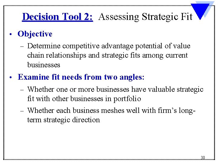 Decision Tool 2: Assessing Strategic Fit • Objective – • Determine competitive advantage potential