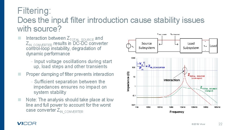 Filtering: Does the input filter introduction cause stability issues with source? n Interaction between Filtering: Does the input filter introduction cause stability issues with source? n Interaction between