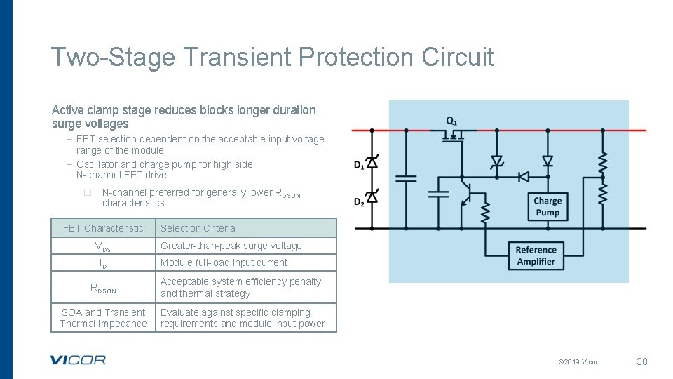 Two-Stage Transient Protection Circuit Active clamp stage reduces blocks longer duration surge voltages – Two-Stage Transient Protection Circuit Active clamp stage reduces blocks longer duration surge voltages –