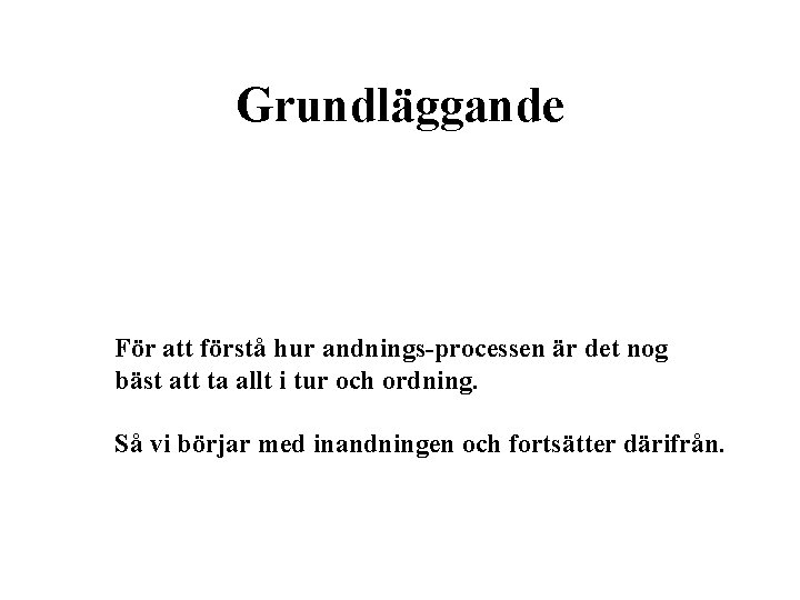 Grundläggande För att förstå hur andnings-processen är det nog bäst att ta allt i