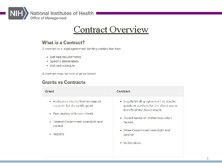 Contract Overview 5 