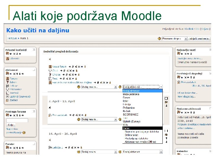 Alati koje podržava Moodle 30 