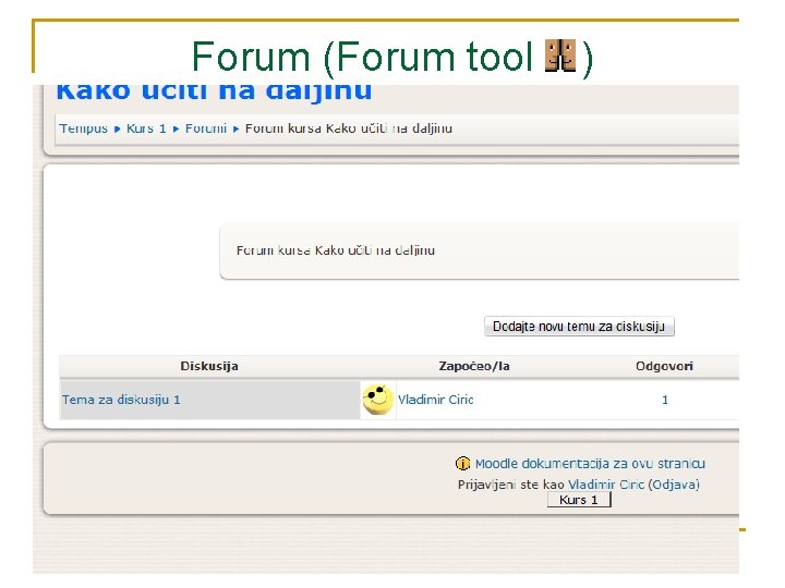 Forum (Forum tool ) 33 
