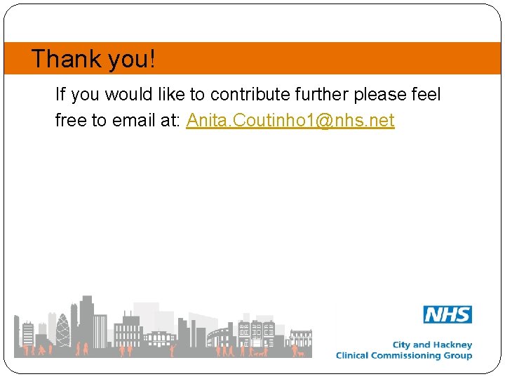 Thank you! If you would like to contribute further please feel free to email