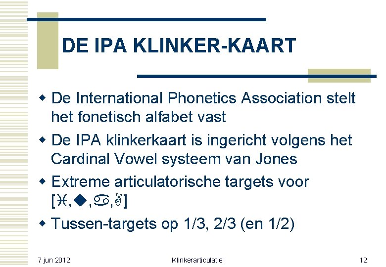 DE IPA KLINKER-KAART w De International Phonetics Association stelt het fonetisch alfabet vast w DE IPA KLINKER-KAART w De International Phonetics Association stelt het fonetisch alfabet vast w