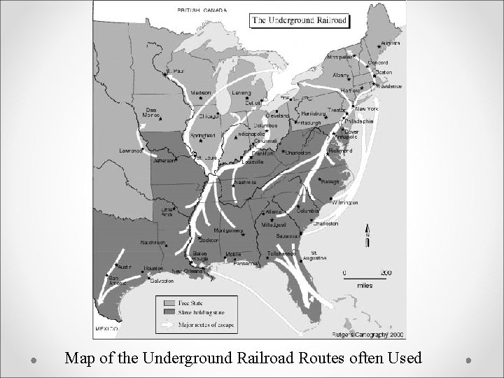 Map of the Underground Railroad Routes often Used 