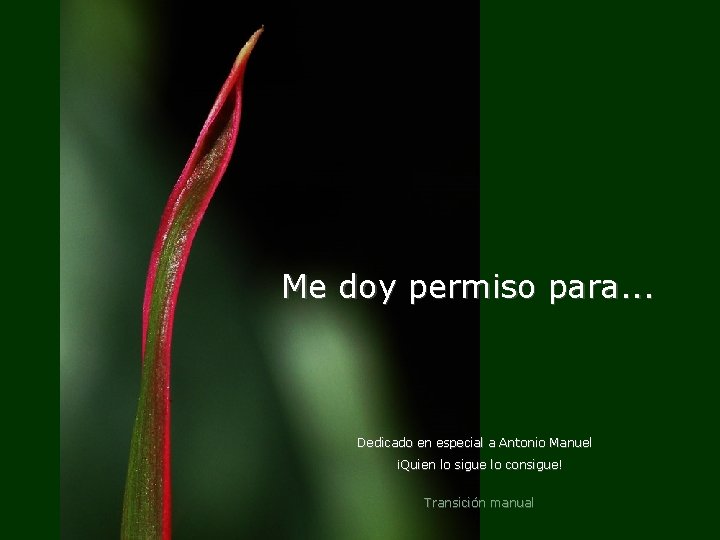 Me doy permiso para. . . Dedicado en especial a Antonio Manuel ¡Quien lo Me doy permiso para. . . Dedicado en especial a Antonio Manuel ¡Quien lo