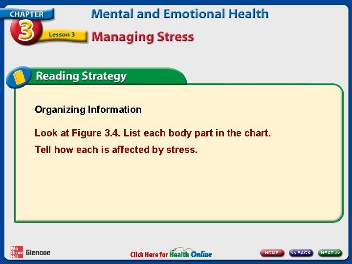 Organizing Information Look at Figure 3. 4. List each body part in the chart.