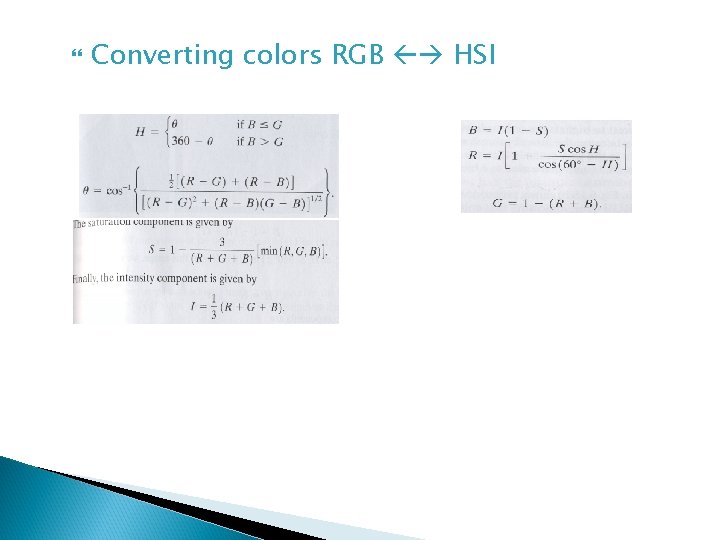  Converting colors RGB HSI 