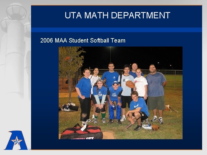 UTA MATH DEPARTMENT 2006 MAA Student Softball Team 