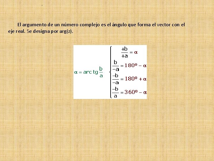 . El argumento de un número complejo es el ángulo que forma el vector