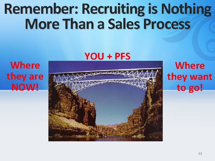 Remember: Recruiting is Nothing More Than a Sales Process Where they are NOW! YOU