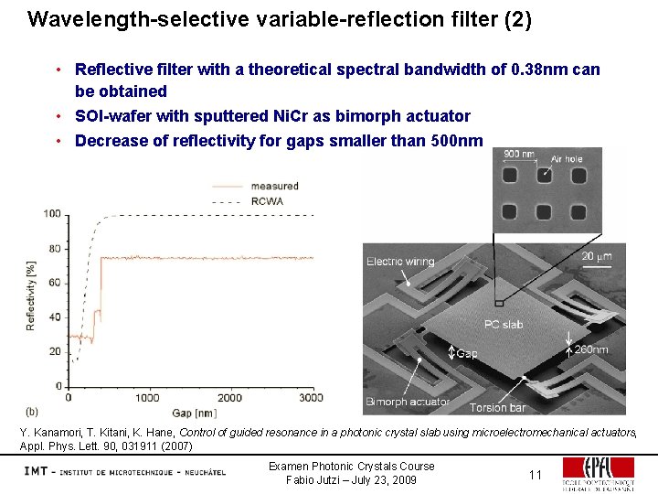 Wavelength-selective variable-reflection filter (2) • Reflective filter with a theoretical spectral bandwidth of 0.