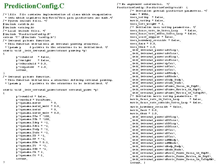 Prediction. Config. C /* file File contains implementation of class which encapsulates * info