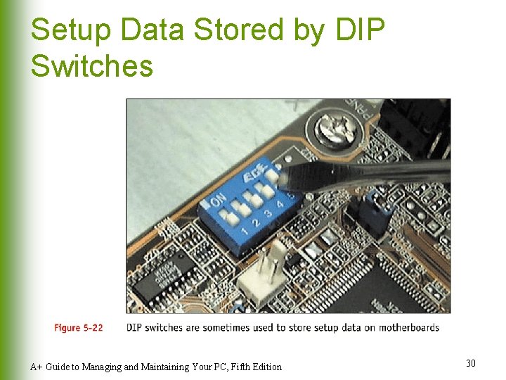 Setup Data Stored by DIP Switches A+ Guide to Managing and Maintaining Your PC, Setup Data Stored by DIP Switches A+ Guide to Managing and Maintaining Your PC,