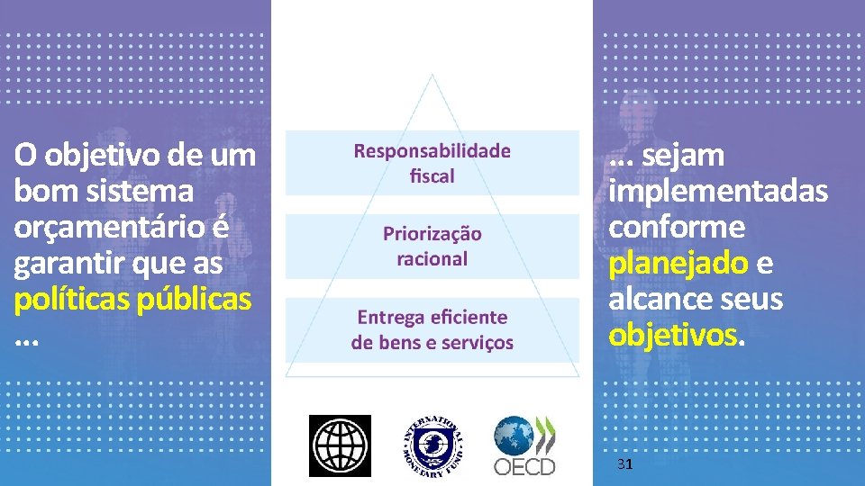 O objetivo de um bom sistema orçamentário é garantir que as políticas públicas. .