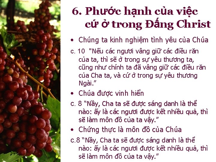 6. Phước hạnh của việc cứ ở trong Đấng Christ • Chúng ta kinh